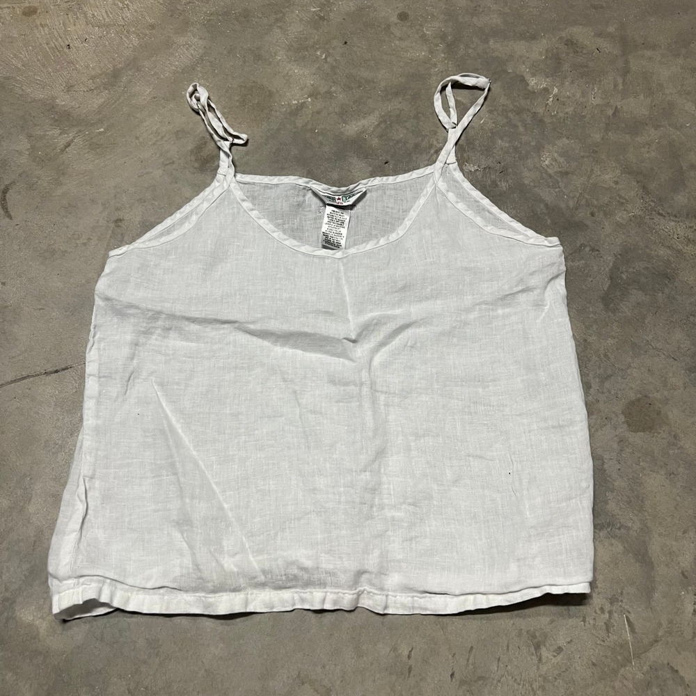 Hard Tail Forever White Linen Cami Top Adjustable Straps XS Made in USA